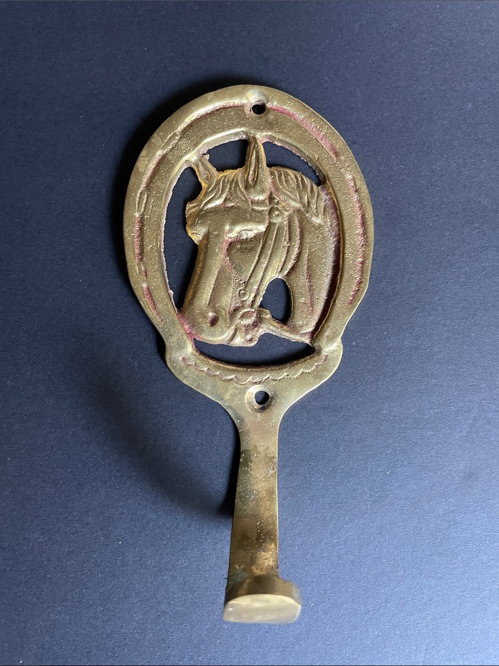 Vintage Brass Horse Head Wall Hook